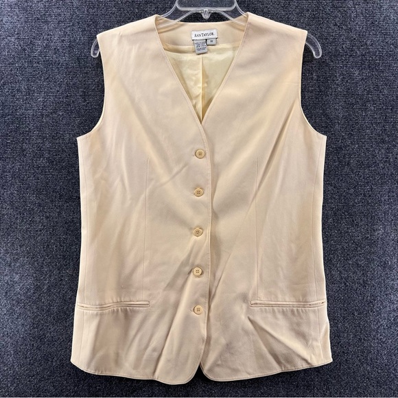 Ann Taylor Jackets & Blazers - Vtg Ann Taylor Sz 10 100% Silk Vest Top Pale Yellow Poetcore Old Money Tailored